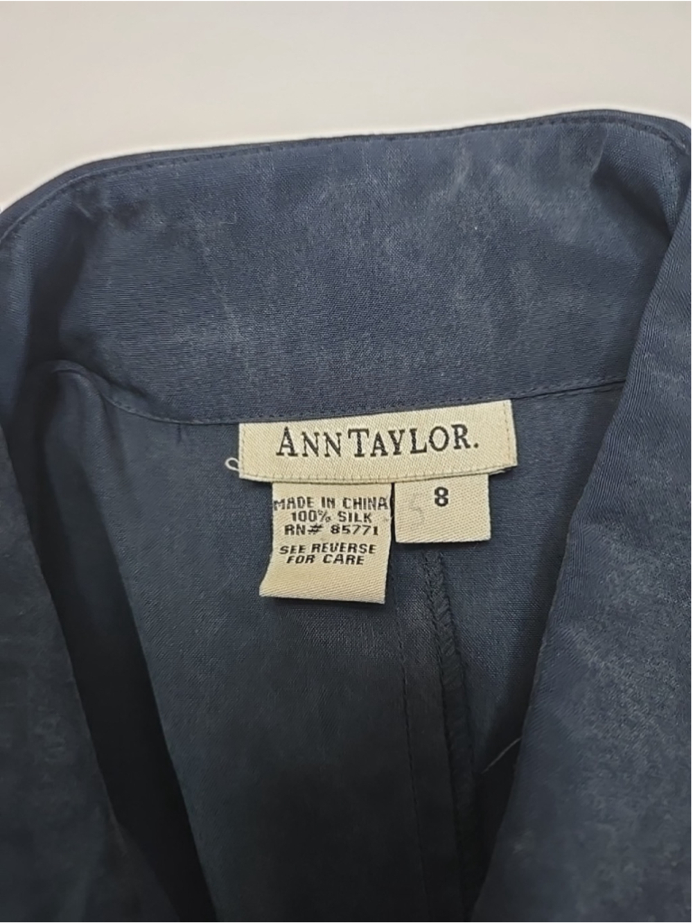 Ann Taylor Size 8 Slate Blue 100% Silk Maxi Shirtdress Vintage Quiet Luxury - Picture 3 of 7